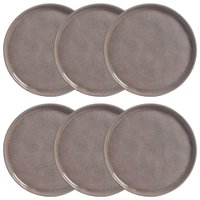 Conjunto 6 Pratos Para Sobremesa Bio Shimeji 21cm Cinza Porto Brasil Cerâmica Mesa Posta