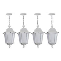 Kit 4 Luminárias de Teto Pendente Branco Lente Transparente Termoplástico E27 Soberana Dital