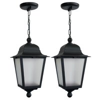 Kit 2 Lustres Pendentes Clássico Colonial Termoplástico Preto Lente Fosca E27 Soberana Dital