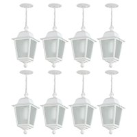 Kit 8 Luminárias Pendentes com Lente Fosca Branco Iluminação Interna Termoplástico E27 Soberana Dital