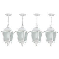 Kit 4 Luminárias Brancas Pendentes Elegante com Lente Fosca Termoplástico Dital