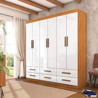 Guarda-Roupa Havana 6 Portas 6 Gavetas Multimóveis CR35552 Cinamomo/Branco