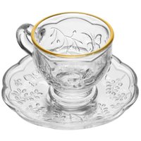 Xícara de Café com Píres New Butterfly Fio Ouro 80ml Cristal Ecológico Chá Cozinha