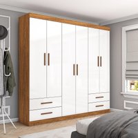 Guarda-Roupa Casal Dubai 6 Portas 4 Gavetas Multimóveis CR35556 Cinamomo/Branco