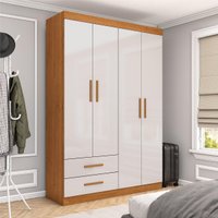 Guarda-Roupa Solteiro Turim 4 Portas 2 Gavetas Multimóveis CR35554 Cinamomo/Off White