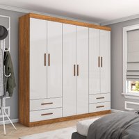 Guarda-Roupa Casal Dubai 6 Portas 4 Gavetas Multimóveis CR35556 Cinamomo/Off White