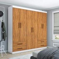Guarda-Roupa Casal Dubai 6 Portas 4 Gavetas Multimóveis CR35556 Branco/Cinamomo