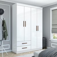 Guarda-Roupa Solteiro Turim 4 Portas 2 Gavetas Multimóveis CR35554 Branco