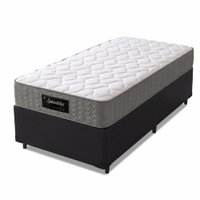 Cama Box Colchão Solteiro Molas Ensacadas Splendido 88x188x62cm Munhoz - Cinza/Preto