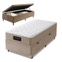 Cama Box Baú Colchão Solteiro Molas Ensacadas Splendido 88x188x65cm Munhoz - Bege