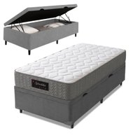 Cama Box Baú Colchão Solteiro Molas Ensacadas Splendido 88x188x65cm Munhoz - Cinza