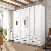 Guarda-Roupa Cancun 6 Portas 6 Gavetas com Espelho Multimóveis CR35553 Branco
