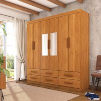 Guarda-Roupa Cancun 6 Portas 6 Gavetas com Espelho Multimóveis CR35553 Cinamomo
