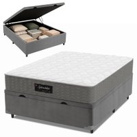 Cama Box Baú Colchão Casal Molas Ensacadas Splendido 138x188x65cm Munhoz - Cinza