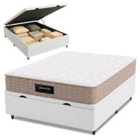 Cama Box Baú Colchão Casal Molas Ensacadas Splendido Bege / Branco 138x188x65cm Munhoz