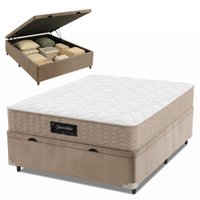 Cama Box Baú Colchão Casal Molas Ensacadas Splendido 138x188x65cm Bege Munhoz