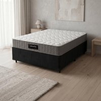 Cama Box Desmontável Colchão Queen Molas Ensacadas Splendido cinza/preto 158x198x62cm Munhoz