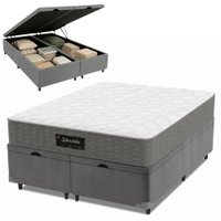 Cama Box Baú Colchão Queen Molas Ensacadas Splendido Cinza 158x198x65cm Munho