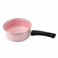 Papeiro Esmaltado 800ml Baquelite Borda Inox Rosa Bebê Panela Caçarola Metallouça