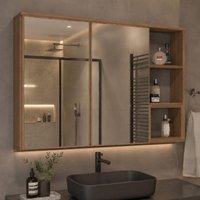Espelheira para Banheiro 2 Portas com Nichos 100cm Multimóveis CR10180 Noce