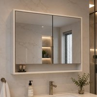 Espelheira para Banheiro 2 Portas com Nicho 80cm Multimóveis CR10176 Branco
