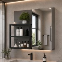 Espelheira para Banheiro 1 Porta com Nichos 77cm Multimóveis CR10178 Cimento