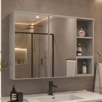 Espelheira para Banheiro 2 Portas com Nichos 100cm Multimóveis CR10180 Cimento