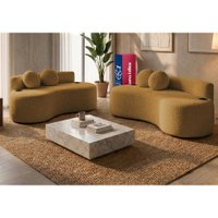 Conjunto de Sofá 3 e 2 Lugares Veda Xpand Tech Tecido bouclê Caramelo Cama inBox