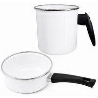 Jogo Panela Papeiro 800ml E Leiteira 1,25L Aço Esmaltado Bra