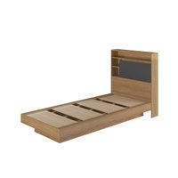 Cama de Solteiro 90 Suspensa com Ilunimação em Led e Organizador na Cabeceira Cancun Cor Mel/Grafite