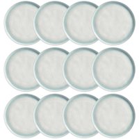 Kit 12 Pratos Rasos Porto Brasil Bio Mar Cinza 27cm Cerâmica
