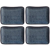 Kit 4 Travessas Porto Brasil Cerâmica Juta Titanium 14x18cm Pratos Retangulares