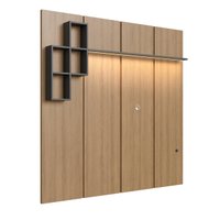 Painel para TV até 55 Polegadas 180cm com Nichos Decorativos e Iluminação em LED Nexus Mel/Grafite