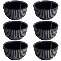 6 Ramekins Médios 170ml Cerâmica Azul Titanium Porto Brasil