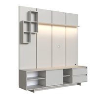 Rack Painel para Tv até 55 Polegadas 180cm com Nichos Gavetas Porta e Iluminação em LED Linea Arenas