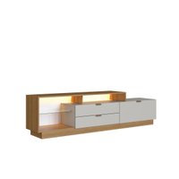 Rack para TV até 55 Polegadas 200cm com Nichos 2 Gavetas Prateleira de Virdro e Iluminação em LED Urban Mel/Arenas
