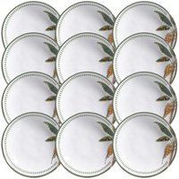 Kit 12 Pratos Fundos Cerâmica Branco Bio Bananê Porto Brasil