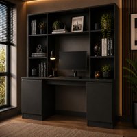 Mesa de Escritório para Computador 2 Portas 5 Prateleiras Home Office Smart Multimóveis MP6104 Preto