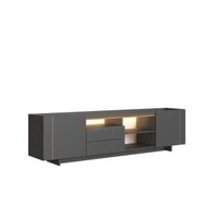 Rack para TV até 65 Polegadas 200cm com Nichos 2 gavetas e Iluminação em LED Monaco Mel/Grafite