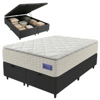 Cama Box Baú King Colchão Ortopédico Atena Molas Ensacadas Pillow Top 193x203x79cm Hip Sleep