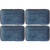 Conjunto 4 Travessas Cerâmica Porto Brasil 27x16cm Titanium Servir Sushi Sashimi