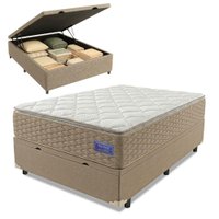Cama Box Baú Casal Colchão Ortopédico Magnus Molas Superlastic Pillow Top 138x188x79cm Hip Sleep