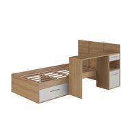 Cama de Solteiro Juvenil com Escrivaninha 90 El Calafate Mel/Arenas