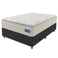 Cama Box Casal Colchão Ortopédico Atena Molas Ensacadas Pillow Top 138x188x76cm Hip Sleep - cinza/preto