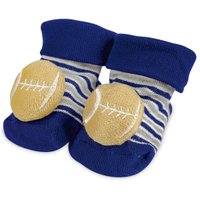 Meia Divertida Antiderrapante Infantil 3D Menino Bola Rugby 6 a 12m Adoleta Bebê - Azul Escuro