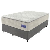 Cama Box King Colchão Ortopédico Atena Molas Ensacadas Pillow Top 193x203x76cm Hip Sleep - Cinza