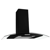 Coifa de Parede 80cm Vidro Curvo Duto Slim Preto Fogatti