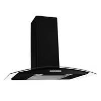 Coifa de Parede 75cm Vidro Curvo Duto Slim Fogatt Preto