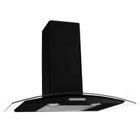 Coifa de Parede 70cm Vidro Curvo Duto Slim Preto Fogatti