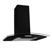 Coifa de Parede 60cm Vidro Curvo Duto Slim Preto Fogatti